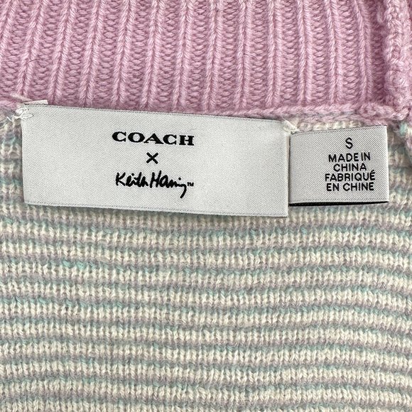 COACH x Keith Haring Limited Edition Purple Wool Cashmere Knit Cardigan Sweater - Picture 9 of 12